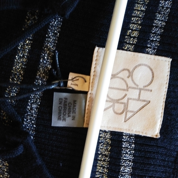 Chaser Striped Long Sleeve Sweater Top Size Medium Lace up Nwt - Picture 3 of 4